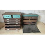 Two vintage multi drawer tool chests with contents