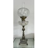Victorian oil lamp and shade, approximate overall height 27 inches