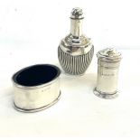 Selection of hallmarked silver items includes pepper pot, mustard pot etc weight approximately 89.