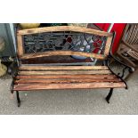 Garden bench with cast iron ends, 128cm long