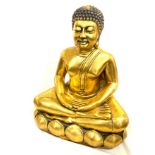 Large resin gold buddha figure measures approximately 22.5 inches tall 17 inches wide