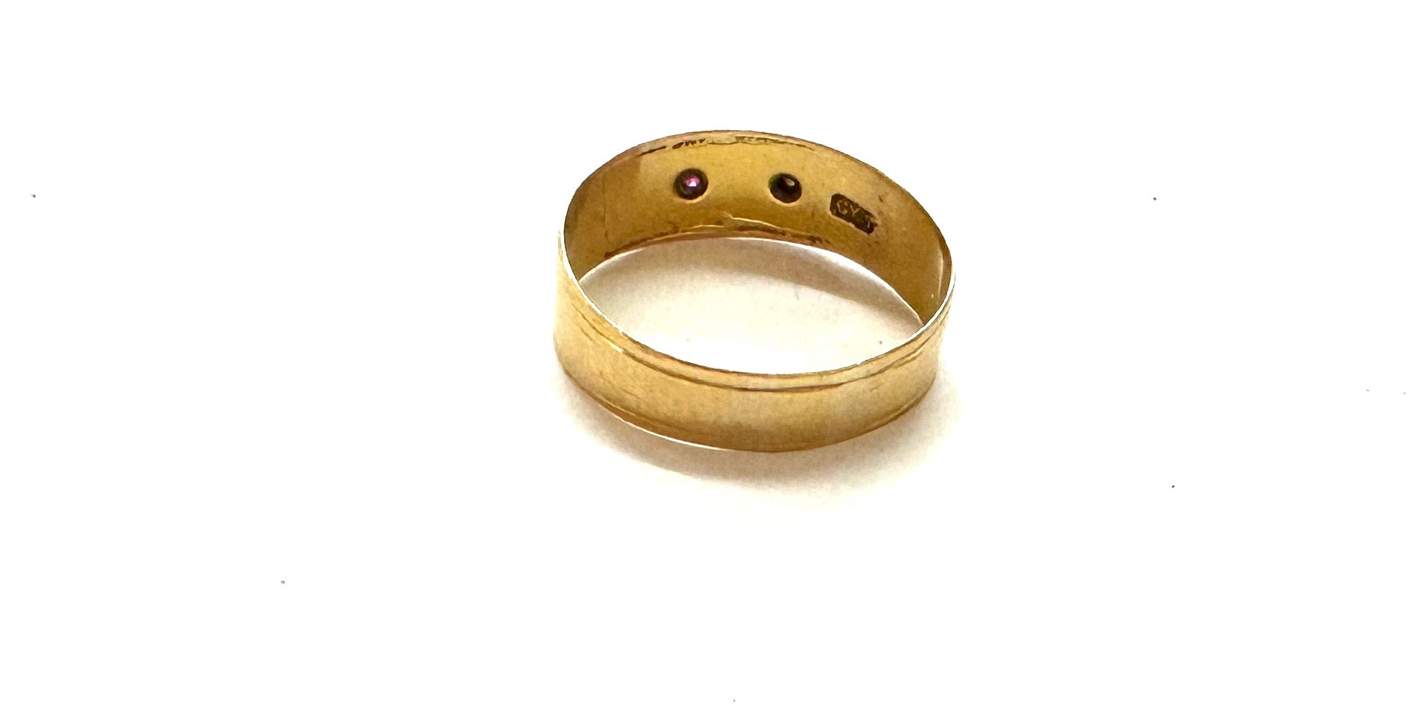Vintage 18ct gold Mizpah diamond and ruby set ring, total weight 2.5grams Ring size Q - Bild 5 aus 6