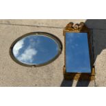 Two mirrors one copper framed and one guilt framed largest measures 37 inches tall by 18 inches