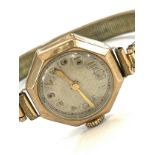 Vintage ladies 9ct gold cased wristwatch (strap isnt gold)