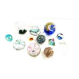 Large selection of assorted glass paper weights