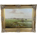 Guilt framed signed painting by John Mace ' In the Waveney Valley' measures approx 24 inches tall by