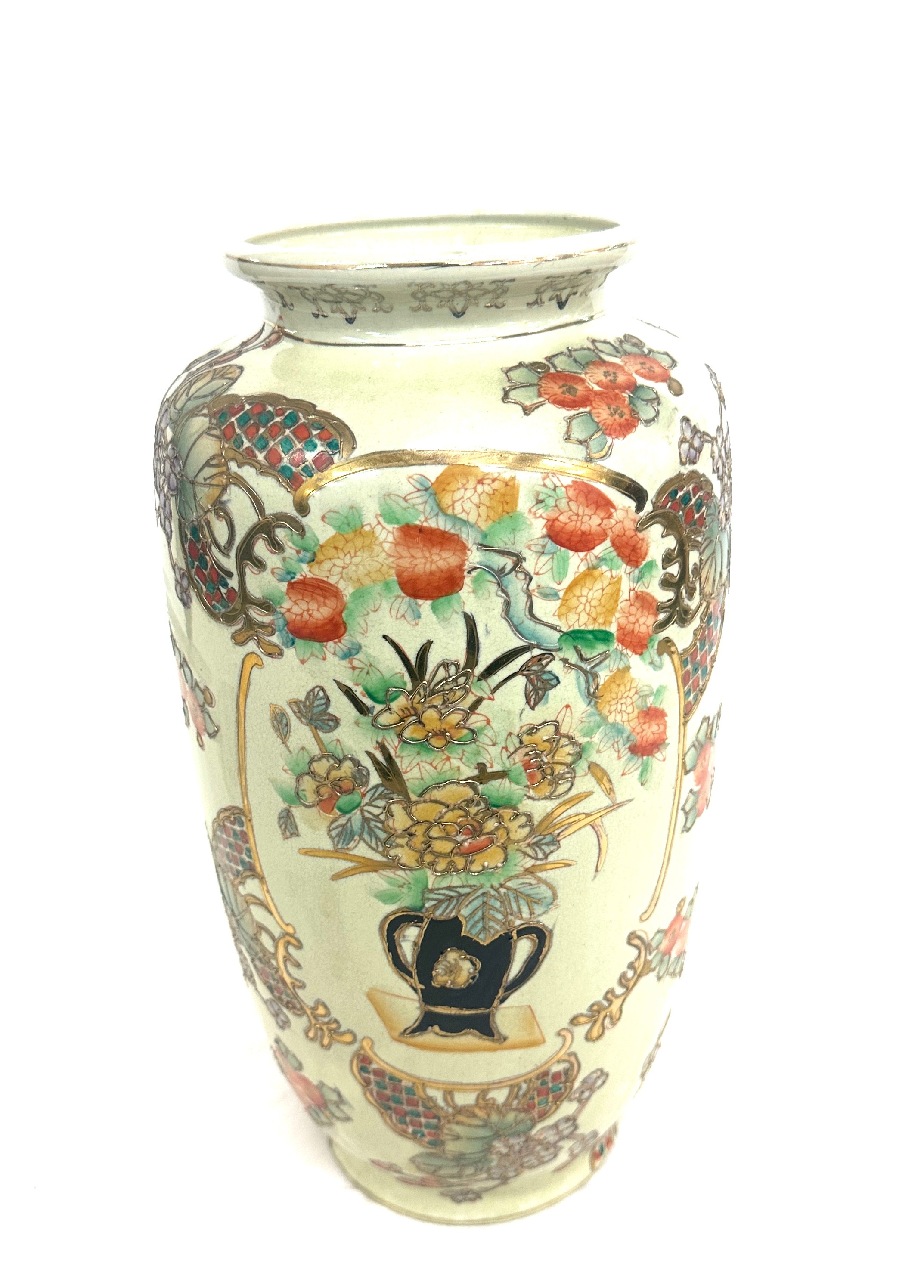 Large Chinese hand painted satsuma vase,marks to base height approximately 39 inches - Image 2 of 4