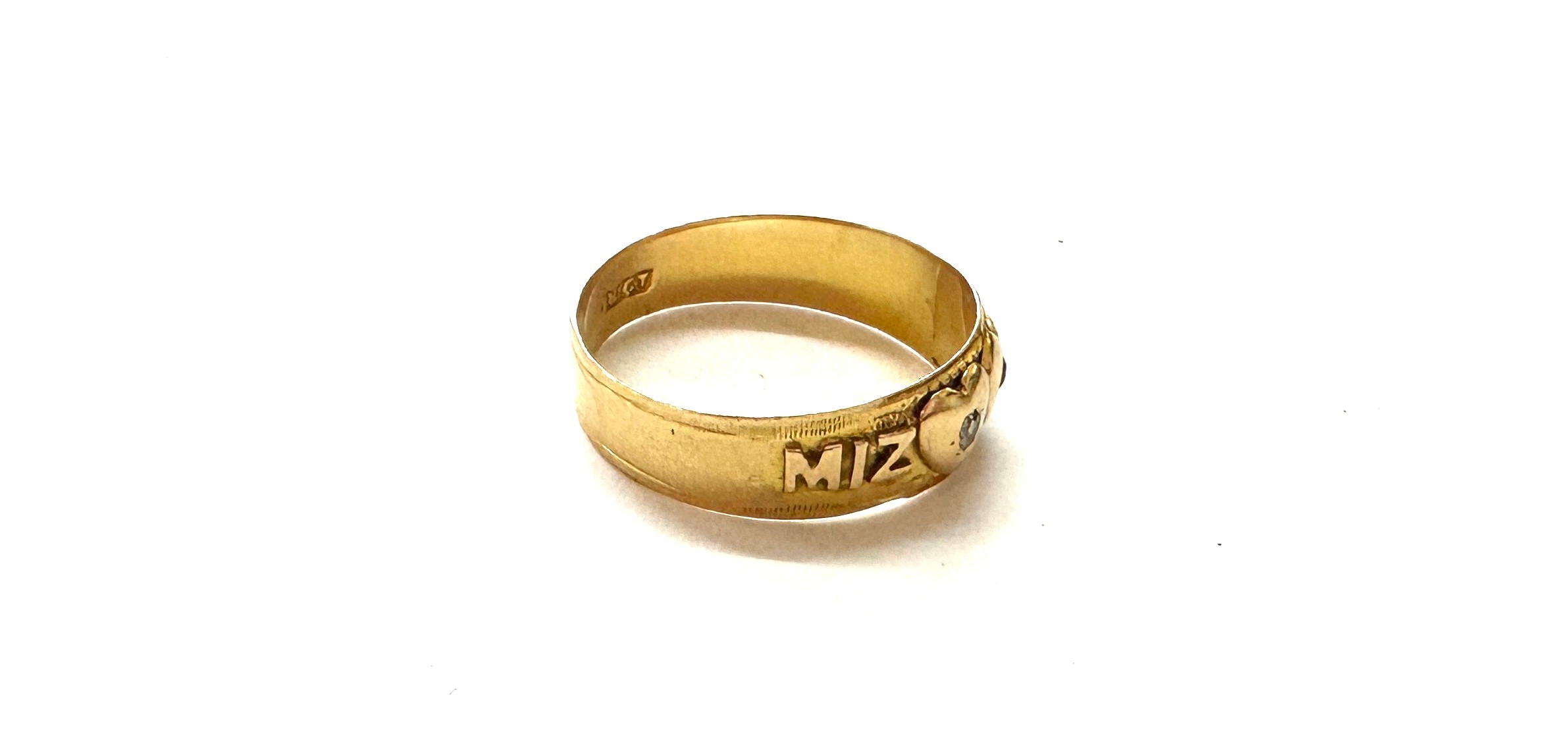 Vintage 18ct gold Mizpah diamond and ruby set ring, total weight 2.5grams Ring size Q - Bild 3 aus 6