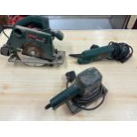 Selection of assorted tools includes 2 bosch sanders, circular saw etc