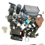 Selection of camera equipment to include lenses, bags etc, all untested