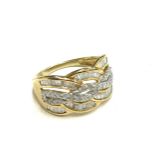 Hallmarked 9ct gold and diamond ladies ring, ring size O, total overall weight 4.1g