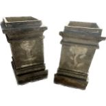 Pair of concrete garden planters/chimney pot measures approx 20 inches tall