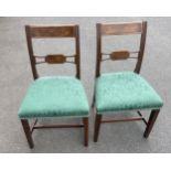 2 Vintage inlaid dining table chairs