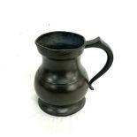 Massive antique half gallon pewter tankard