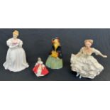 Selection of lady figures includes Royal Doulton Denise, Southern Belle, Wedgwood and Sylvav no 888