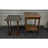 Two oak occasional tables one with barley twist legs largest measures 31 inches tall