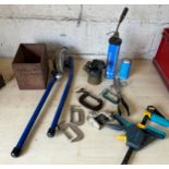 Selection of plumbing equipment to include pipe benders, blow torches etc