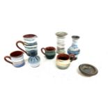Selection of Wold studio pottery includes vases, jugs etc
