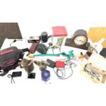 Large selection of miscellaneous to include umbrellas, casino game, clock, camera equipment etc