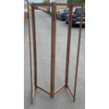 Vintage wooden screen frame measures approximately 67 inches tall.