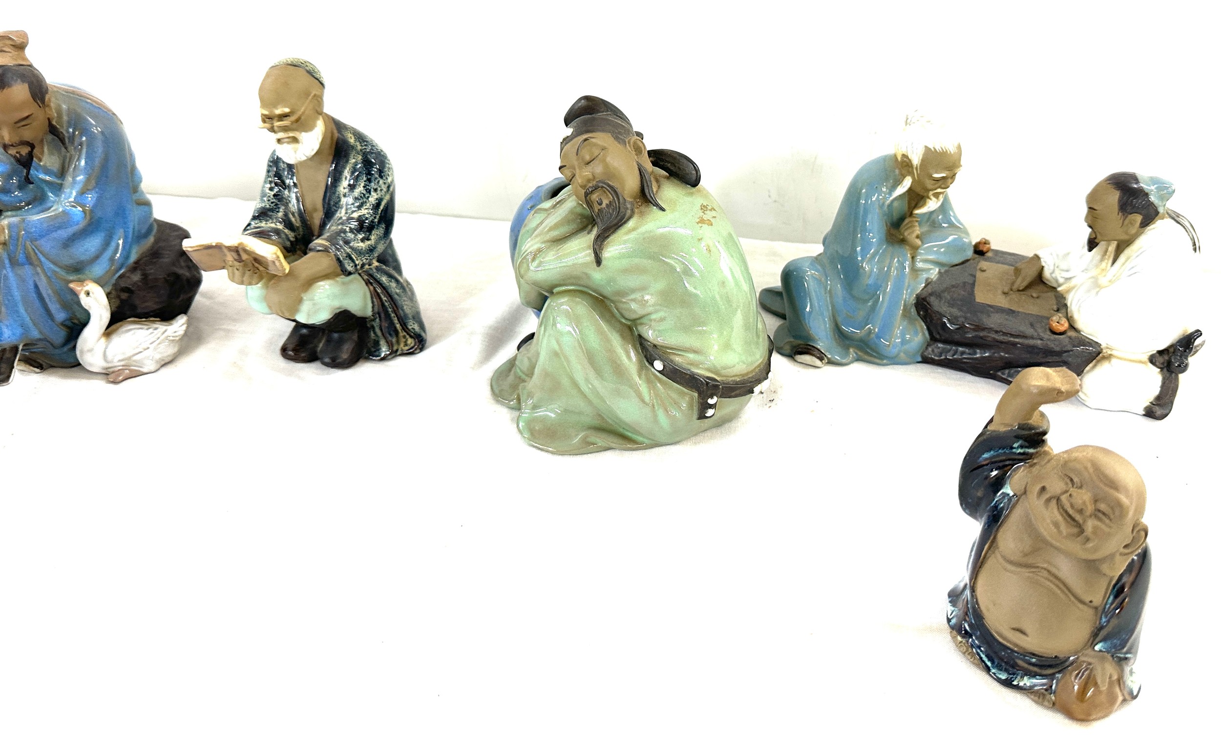 Selection of Japanese mud men figures, marks to the base - Image 5 of 5