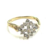 Ladies 9ct gold and diamond hallmarked ring, ring size total Q, overall weight 2.3g