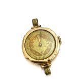 Vintage ladies 9ct gold cased wristwatch face