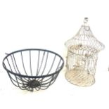 Metal wall hanging basket and a metal bird cage