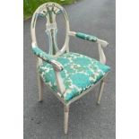 French painted arm chair