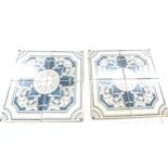 Set of blue and white vintage tiles