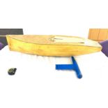 Large wooden pond yacht, measures approximately 48 inches long 13 inches wide