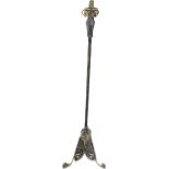 Vintage extendable wrought iron lamp base, maximum height 69 inches