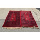 Pair of vintage lounge rugs, each measures approximately 68 inches long 36 inches wide