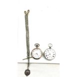 2 Silver pocket watches and an Silver Albert chain, all hallmarked