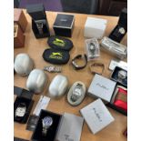 Large selection of new in boxes / packaging wristwatches, all untested to include Hamlet, Dragon,