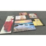 Selection of 6 large canvas paintings/ prints, some signed largest measures approximately 44