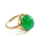 Large jade set 9ct gold ring