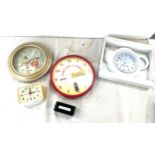 Selection of vintage and later clocks includes wall clock etc