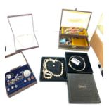 Box of vintage costume jewellery including Monet