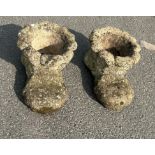 Pair of concrete garden ornament boots, each measures approximately 16 inches long 10 inches tall