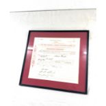 Framed Fine Cotton Spinners and doublers association certificate, frame measures approximately 13