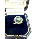 9ct gold clear gemstone and emerald ring (2.8g)