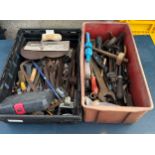Two boxes of assorted tools includes spanners, files etc