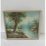 Signed framed painting, signed I Cafieir measures approximately 21 inches wide 19 inches tall