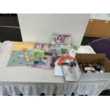 Selection of craft items includes patterned cards, stickers, stamp, glitter etc