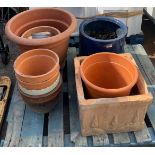 Large selection of plant pots largest measures 18 inches tall 22 inches diameter