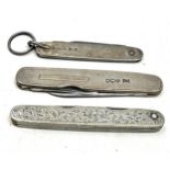 3 antique silver pen knives