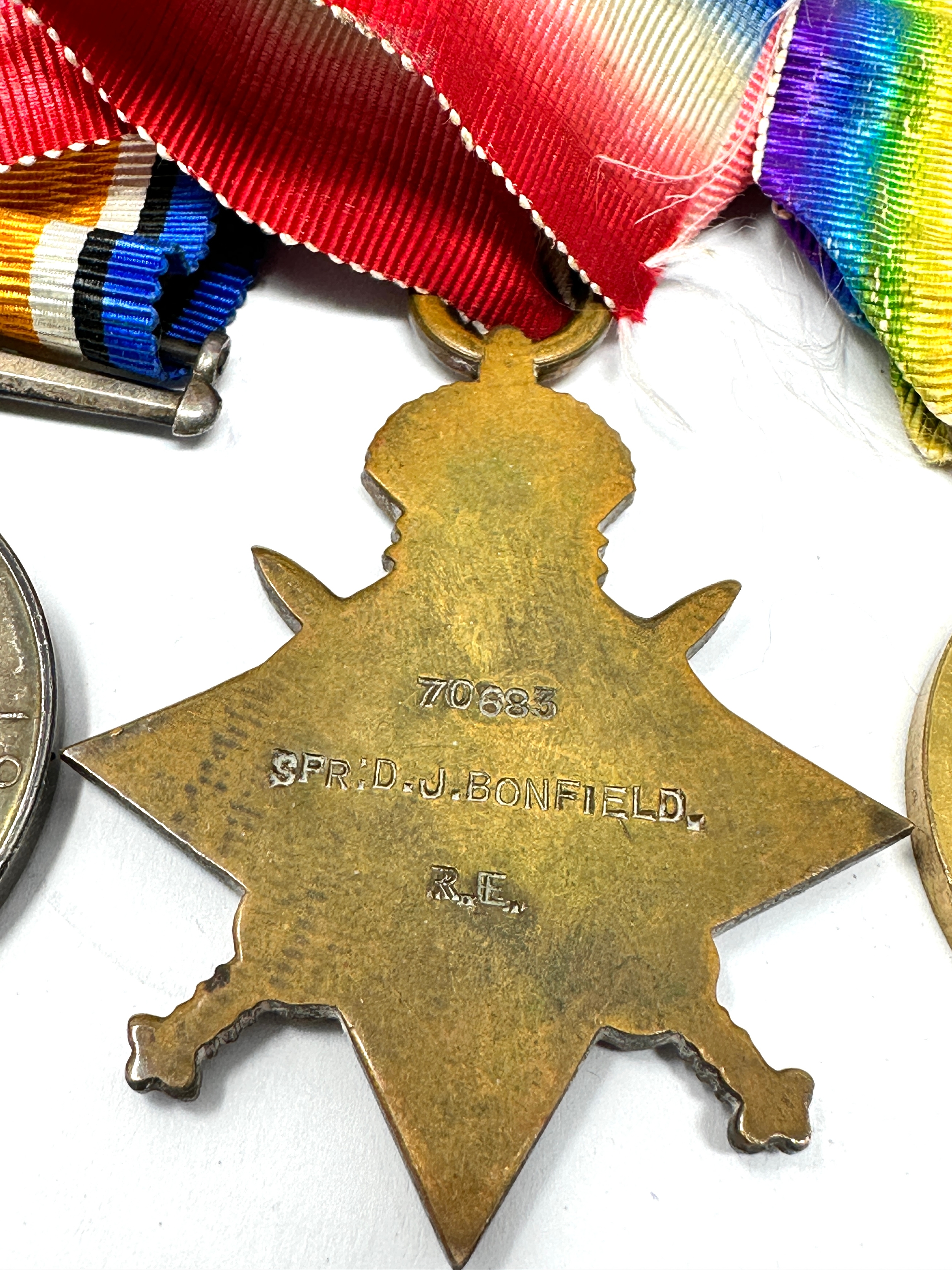 ww1 trio medals to 70683 spr d.j bonfield r.e - Bild 3 aus 3