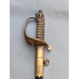 British naval sword by JR Gaunt & Sons late Edward Thurkle London engraved blade length 97cm