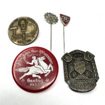 5 German badges -stick pins inc 1935 gau etc